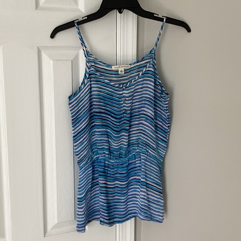 Banana Republic Blue and Purple Striped Camisole